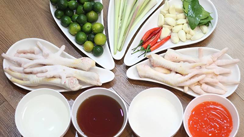 Nguyên liệu làm chân gà sả tắc